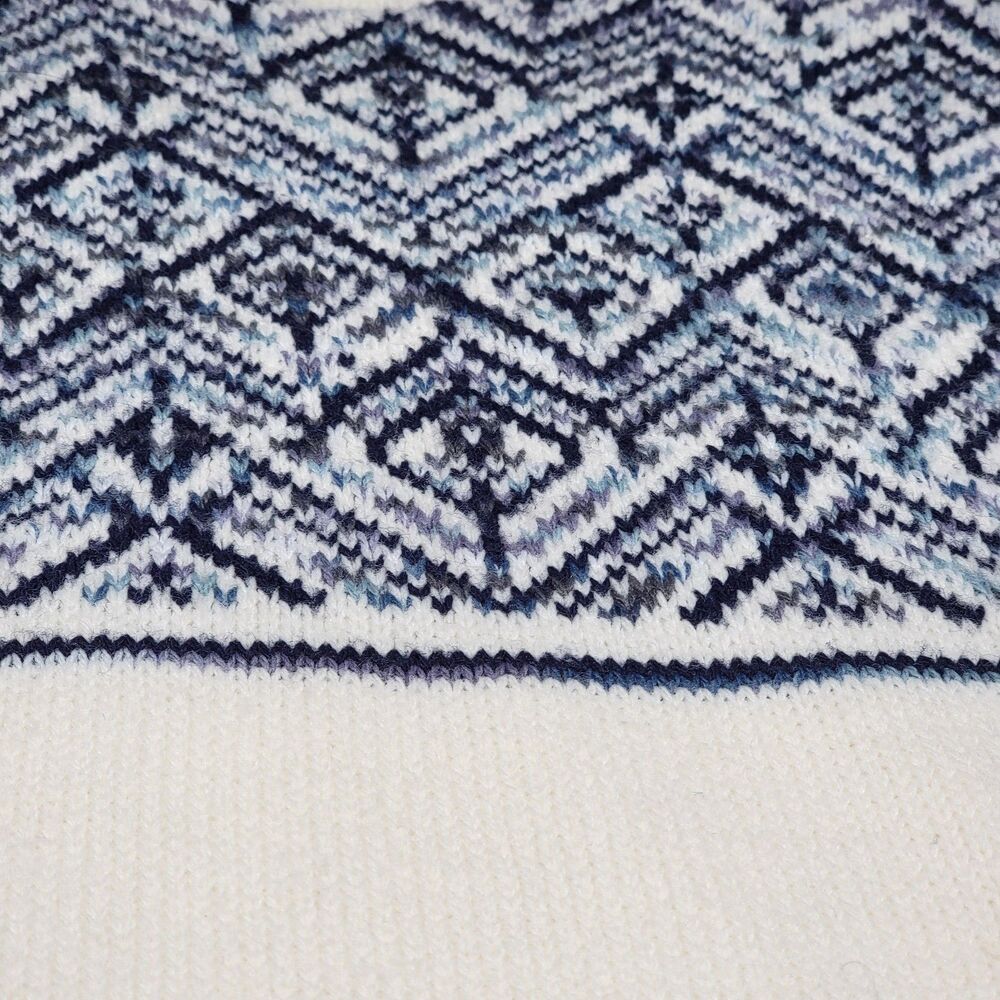 VTG Jantzen Sweater Women's Medium Crewneck Blue Diamond Winter Preppy Cottage - Picture 3 of 7